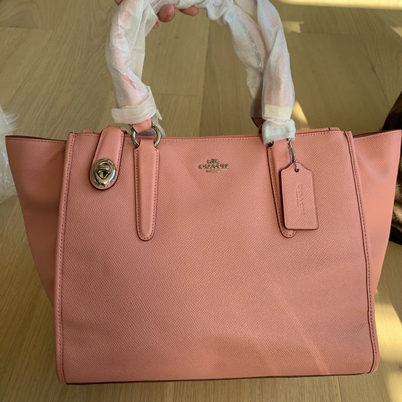 COACH 33995 CROSBY CROSSGRAIN LEATHER CARRYALL BAG SATCHEL PURSE Pink NEW - Picture 2 of 12